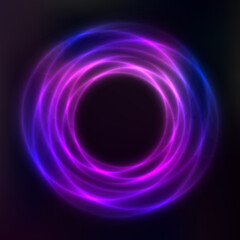 Vector background of neon geometric shapes, round frame, abstract background, wallpaper