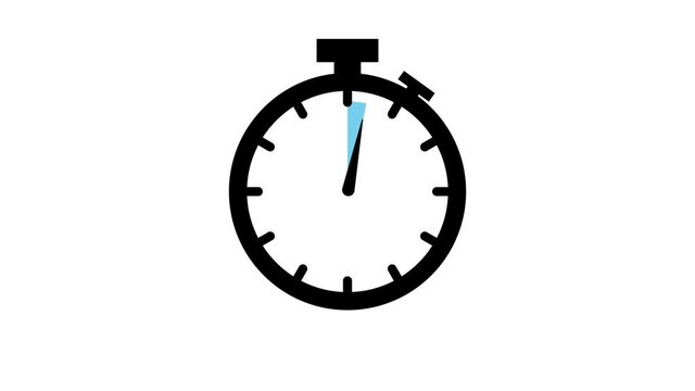 The 15 minutes, stopwatch icon. Stopwatch icon in flat style, timer on on color background. Motion graphics.