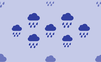 Obraz premium Seamless pattern of large isolated blue rain symbols. The pattern is divided by a line of elements of lighter tones. Vector illustration on light blue background