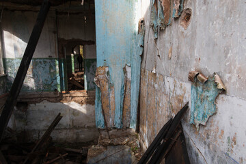 abandoned building overgrown with plants