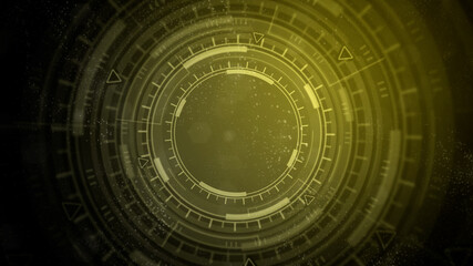 Abstract 3D illustration - bright modern abstract background of moving hud or ui circles, cyberpunk concept