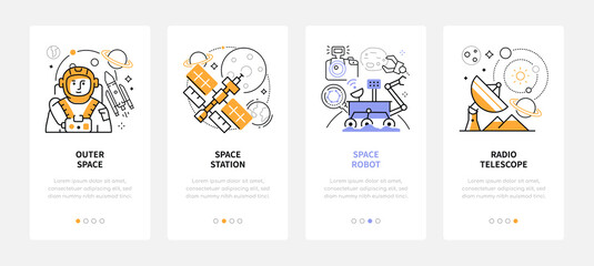 Space exploration - modern line design style web banners
