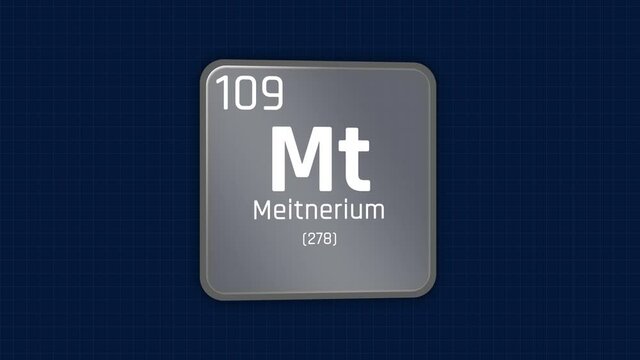 Meitnerium or Mt Element Periodic Table Animation on Grid Background and Green Screen