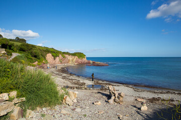 Talland Bay beach in coast village Cornwall England UK 