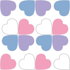 Seamless pattern. Background texture in geometric linear ornamental style multicolored hearts vector illustration