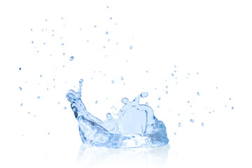 Blue water splash isolated white background in photo have clipping path.
