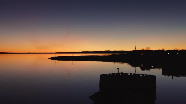 Drone Over Tranquil Sunset Waters
