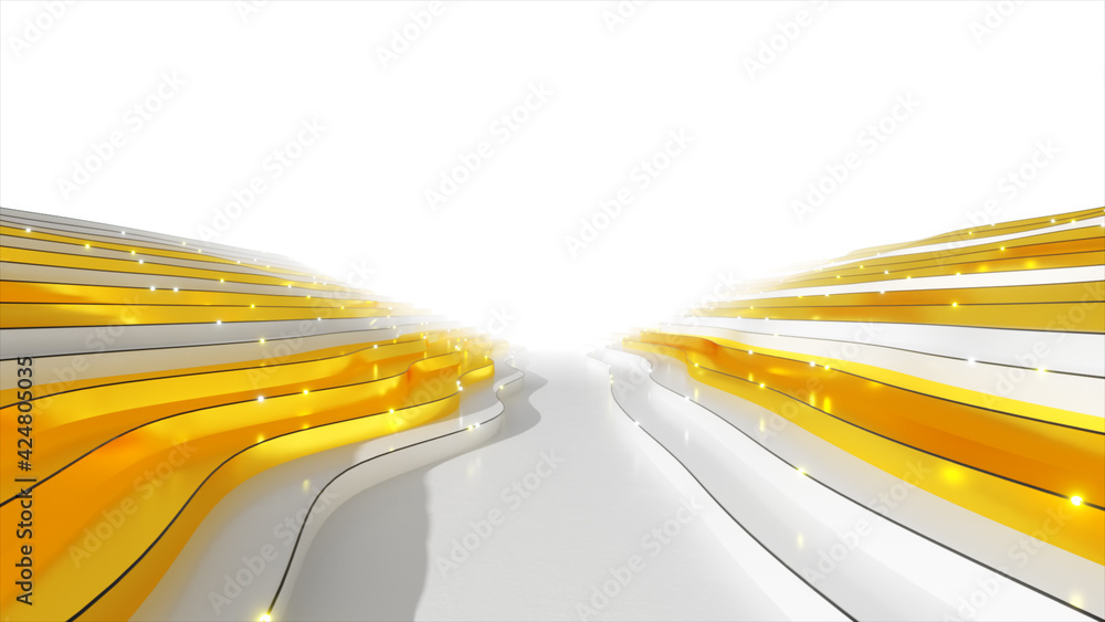 Aufkleber abstract background from a wavy stepped surface. white and gold steps. abstract background for busin