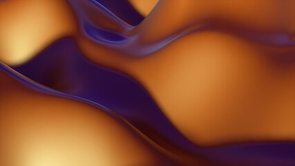3d render of liquid orange material.Abstract background animation. Wave and ripples ultraviolet lines. 3d illustration