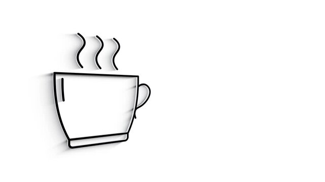 3D Line Icon coffee Animation on white background. 4k