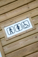 Toilet WC Sign on Wooden Background