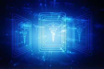 2d illustration caduceus medical symbol
