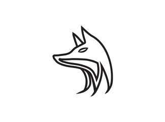 head fox outlined logo design foxy symbol vector