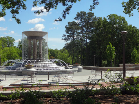 A Running Water Fountain in a downtown Cary, North Carolina Park
