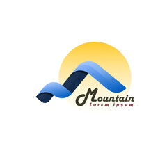A mountain logo with the letter m, this is a symbol of a minimalist mountain panorama