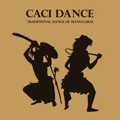 Vector silhouette of caci dance fom west manggarai - Indonesia