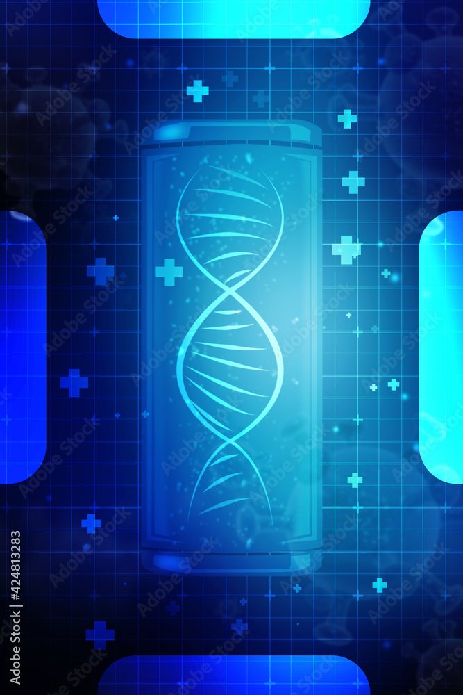 Poster 2d render of dna structure, abstract background