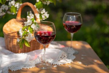 Wine Tasting Party in spring in the garden