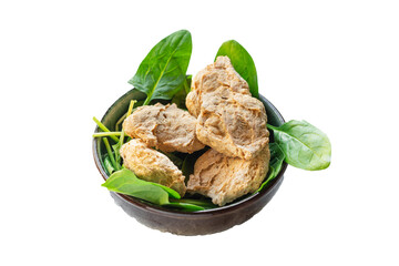 fresh soy meat vegetable protein seitan raw pieces snack healthy meal copy space vegan or vegetarian food background rustic top image 