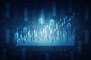 2d rendering Stock market online business concept. business Graph 