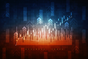 2d rendering Stock market online business concept. business Graph 