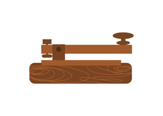 Vector, flat design of brown wooden telegraph isolated on white background. Ancient communication device. © Peeraya