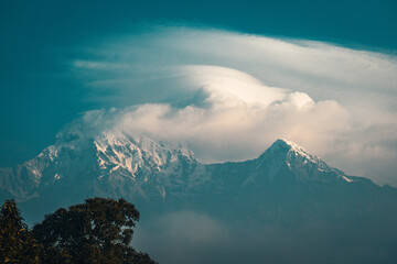 Annapurna snowcapped peak in the Himalaya mountains, Nepal