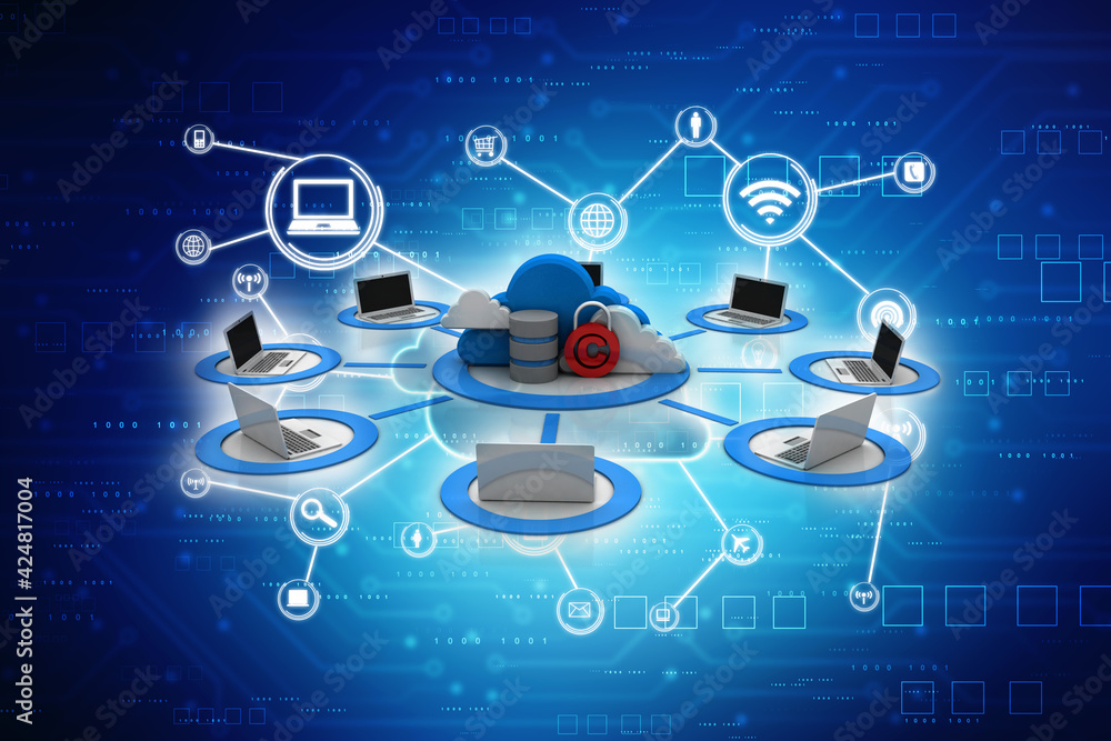 Poster 3d rendering technology computer network