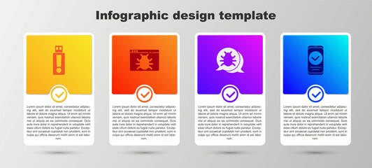 Set USB flash drive, System bug, and Smartphone. Business infographic template. Vector