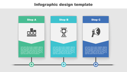 Set Ranking star, Award cup and Megaphone. Business infographic template. Vector