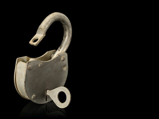 The open hinged lock with key