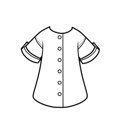 Casual blouse with short sleeves for girls outline for coloring on white background