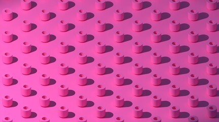 Pink pattern, abstract tubes, cylinders 3d render background