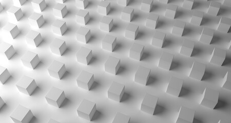 Abstract 3d cubes pattern background. White 3d render. 