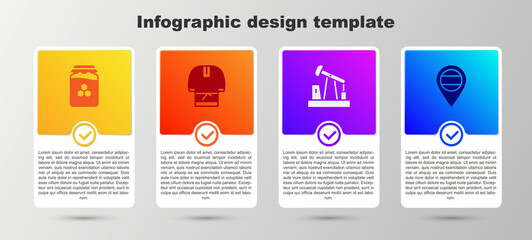 Set Jar of honey, Kosovorotka, Oil pump pump jack and Location Russia. Business infographic template. Vector