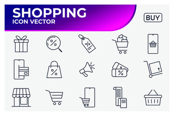 Set of Shopping and Market icon. Store pack symbol template for graphic and web design collection logo vector illustration