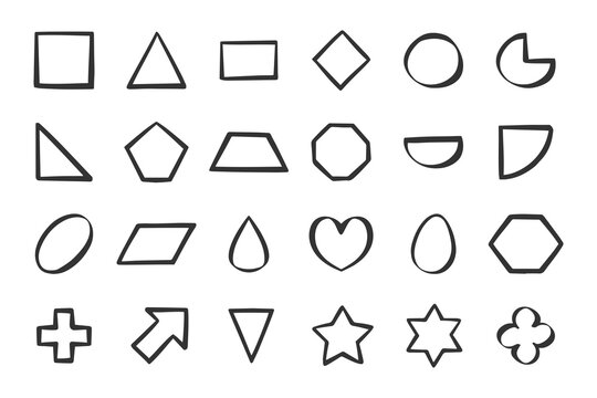 Basic shape Icon set Hand drawn doodle icons