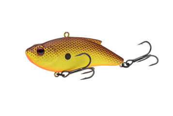 Wobbler with hooks for fishing as bait for fish, which is used for spinning. Fishing tackle for a...