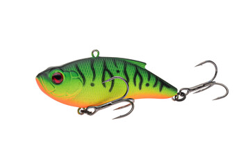Wobbler with hooks for fishing as bait for fish, which is used for spinning. Fishing tackle for a...