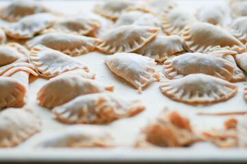 dumplings on a wooden table