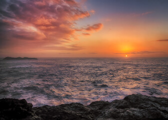 Sunset at a Rocky Beach, Northern California Coast - 424824285