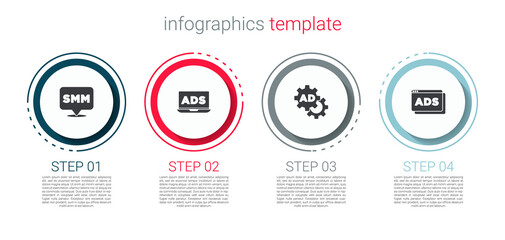 Set Social media marketing, Advertising, and . Business infographic template. Vector