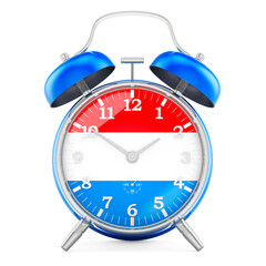 Alarm clock with flag of Luxembourg, 3D rendering