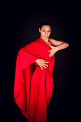 flamenco woman in red skirt and side