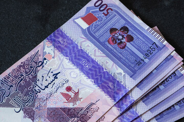 Close up of new 500 Qatari Riyal banknote
