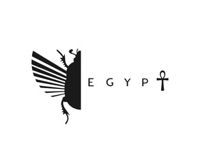 Creative design of egyptian scarab illustration - obrazy, fototapety, plakaty
