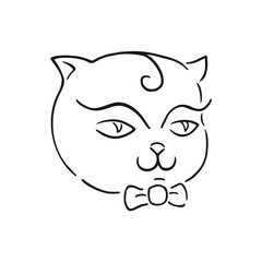 Elegant cat with tie draw