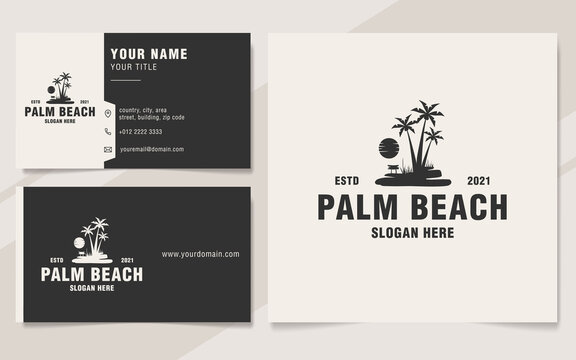 Vintage palm beach logo template monogram style