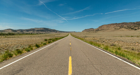 Vanishing road in the desert