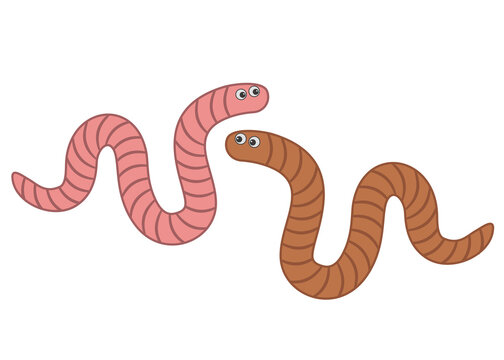Funny worms in the set. Vector image.